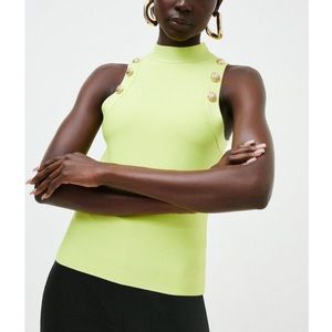 Karen Millen Bandage Military Halter Top - Lime